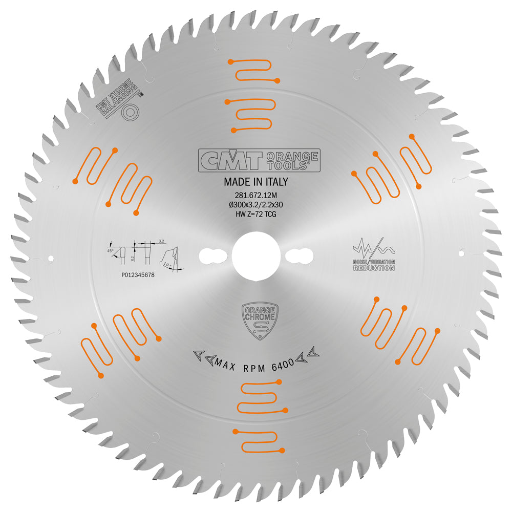CMT 281.672.12M - Lama a dente trapezoidale cromate e silenziate, serie industriale - CSC Utensili