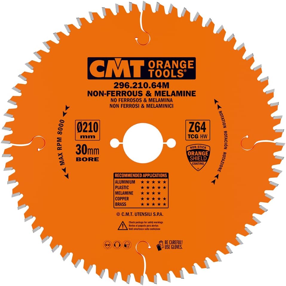 CMT 296.210.64M - Lama circolare per materiali non ferrosi, plastici e laminati D=210mm Z=64