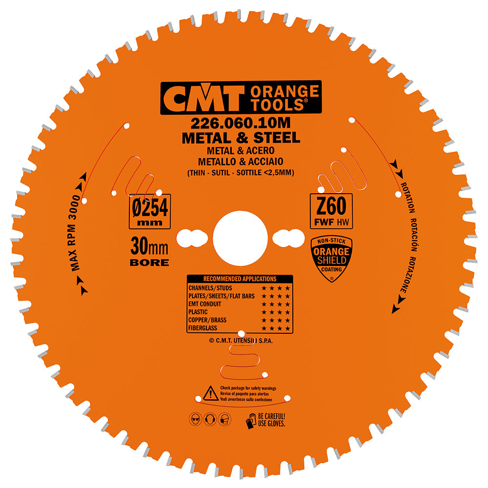 CMT 226.060.10M - Lama sega circolare D=254mm Z=60 per taglio metalli - CSC Utensili