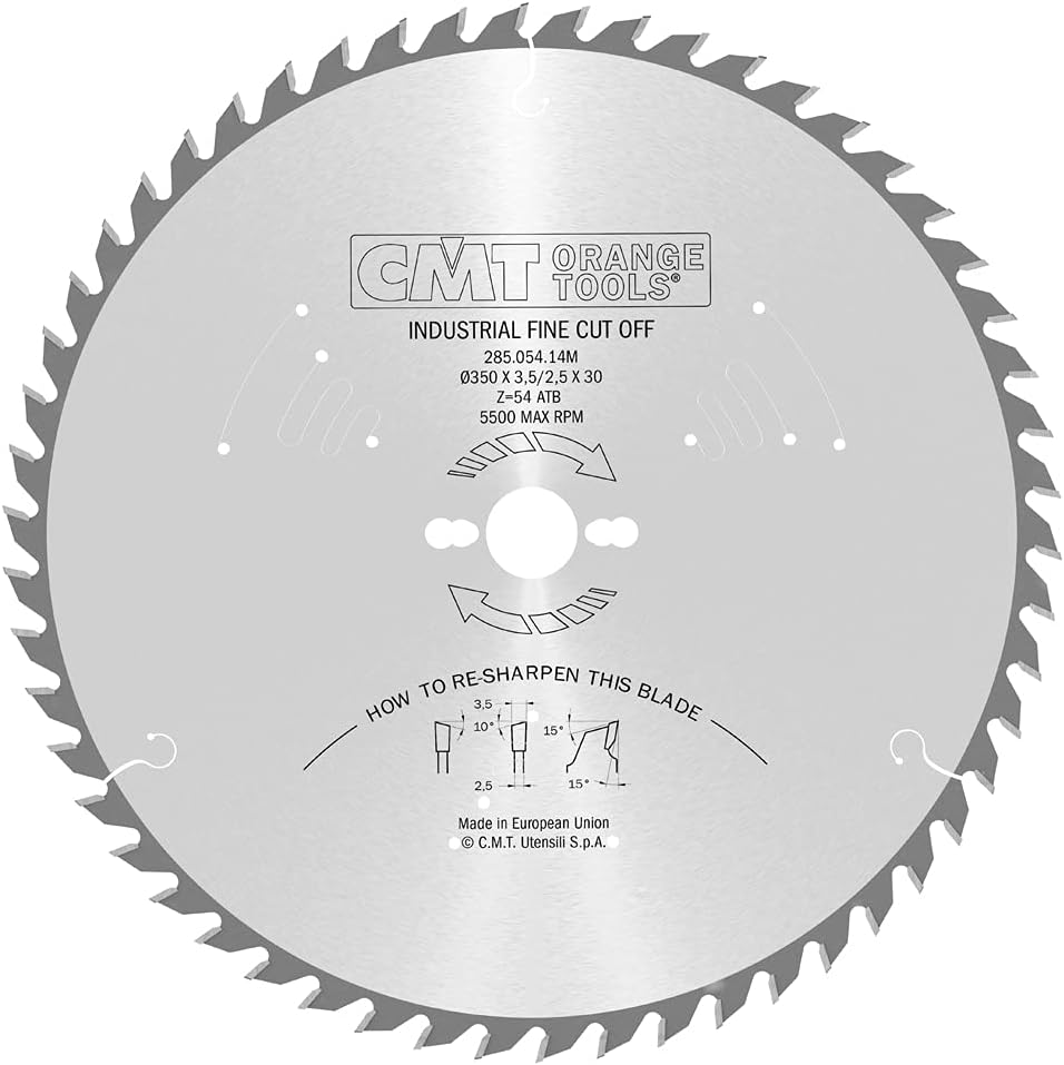 CMT 285.054.14M - Lama sega circolare D=350mm Z=54 per taglio traverso vena - CSC Utensili