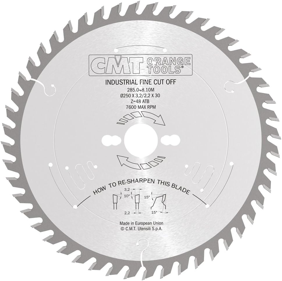 CMT 285.048.10M - Lama sega circolare D=250mm Z=48 per taglio traverso vena - CSC Utensili