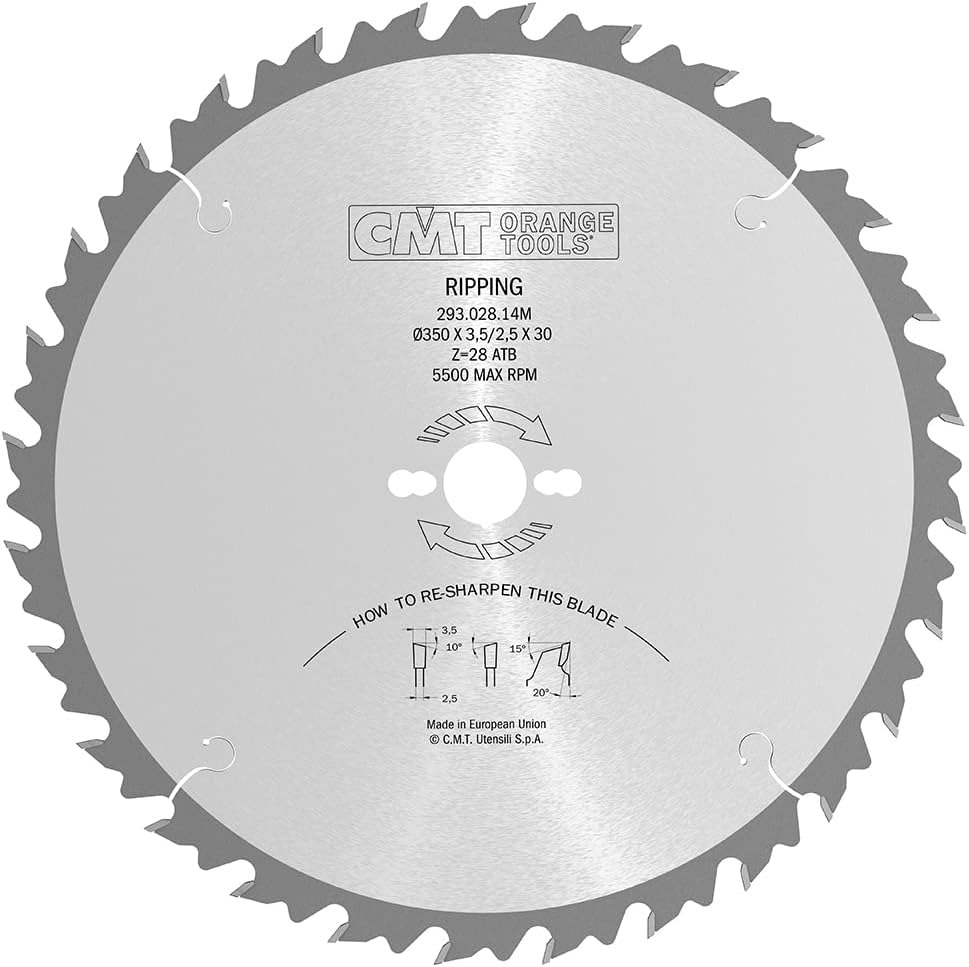 CMT 293.028.14M - Lama circolare con limitatore per taglio lungo vena D=350mm Z=28 - CSC Utensili