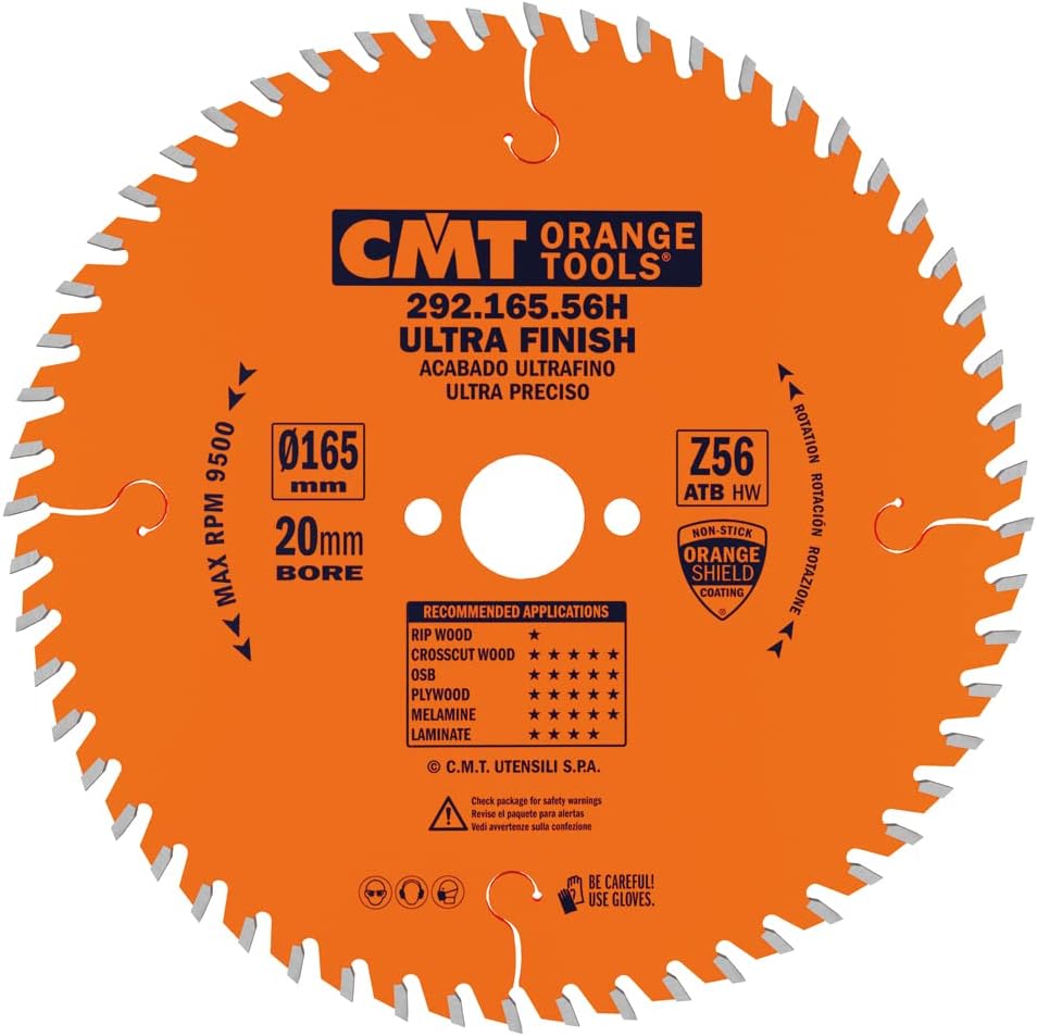 CMT 292.165.56H - Lama circolare per taglio di precisione per macchine portatili D=165mm Z=56 - CSC Utensili