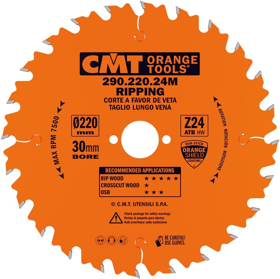 CMT 290.220.24M - Lama circolare per taglio lungo vena D=220mm Z=24 - CSC Utensili