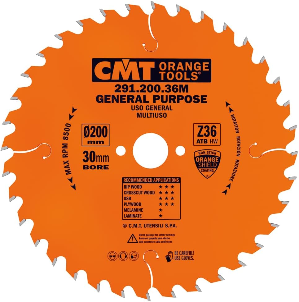 CMT 291.200.36M - Lama circolare per taglio lungo e traverso vena D=200mm Z=36 - CSC Utensili