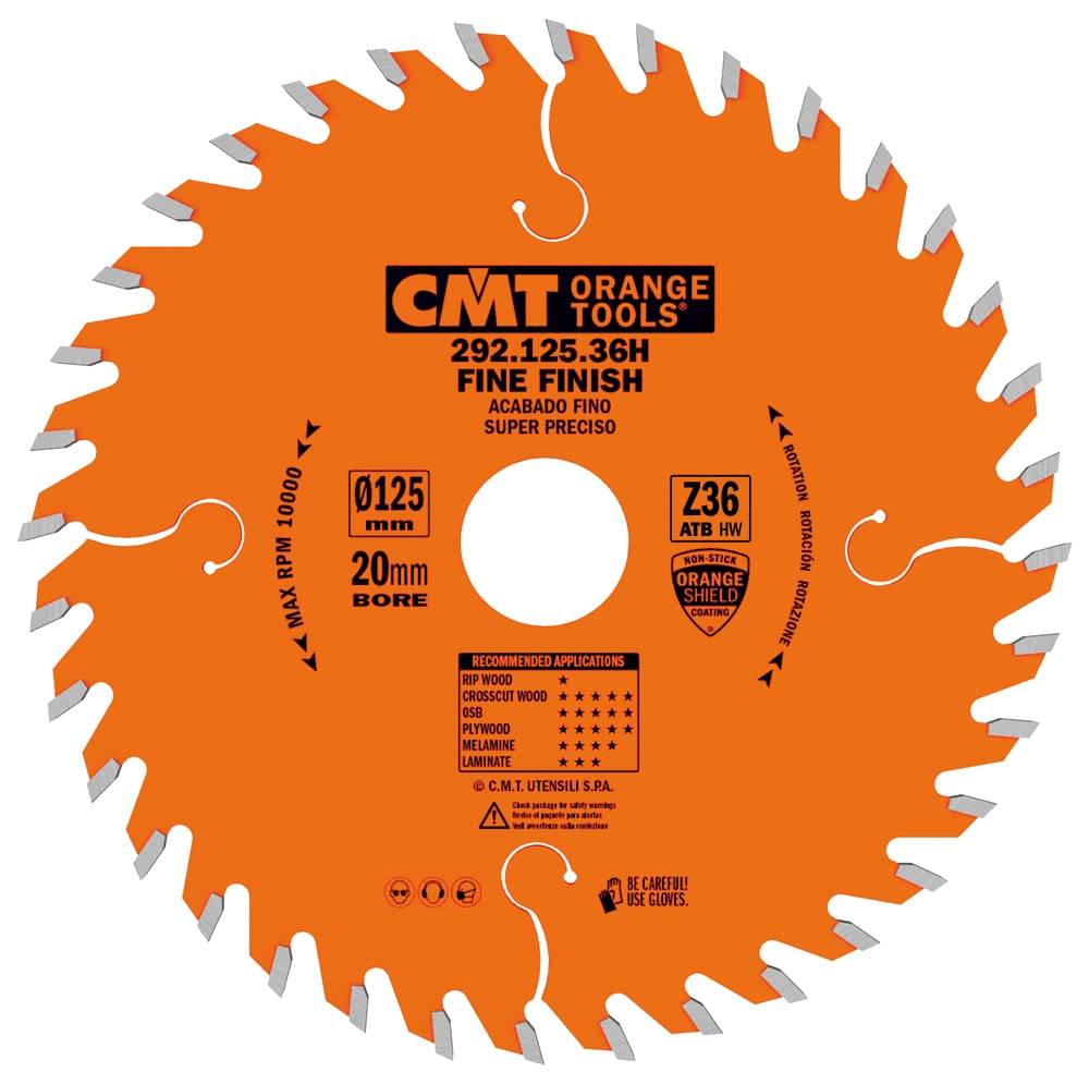 CMT Y292.125.36K - Lama circolare per taglio di precisione legno D=125mm Z=36 - CSC Utensili
