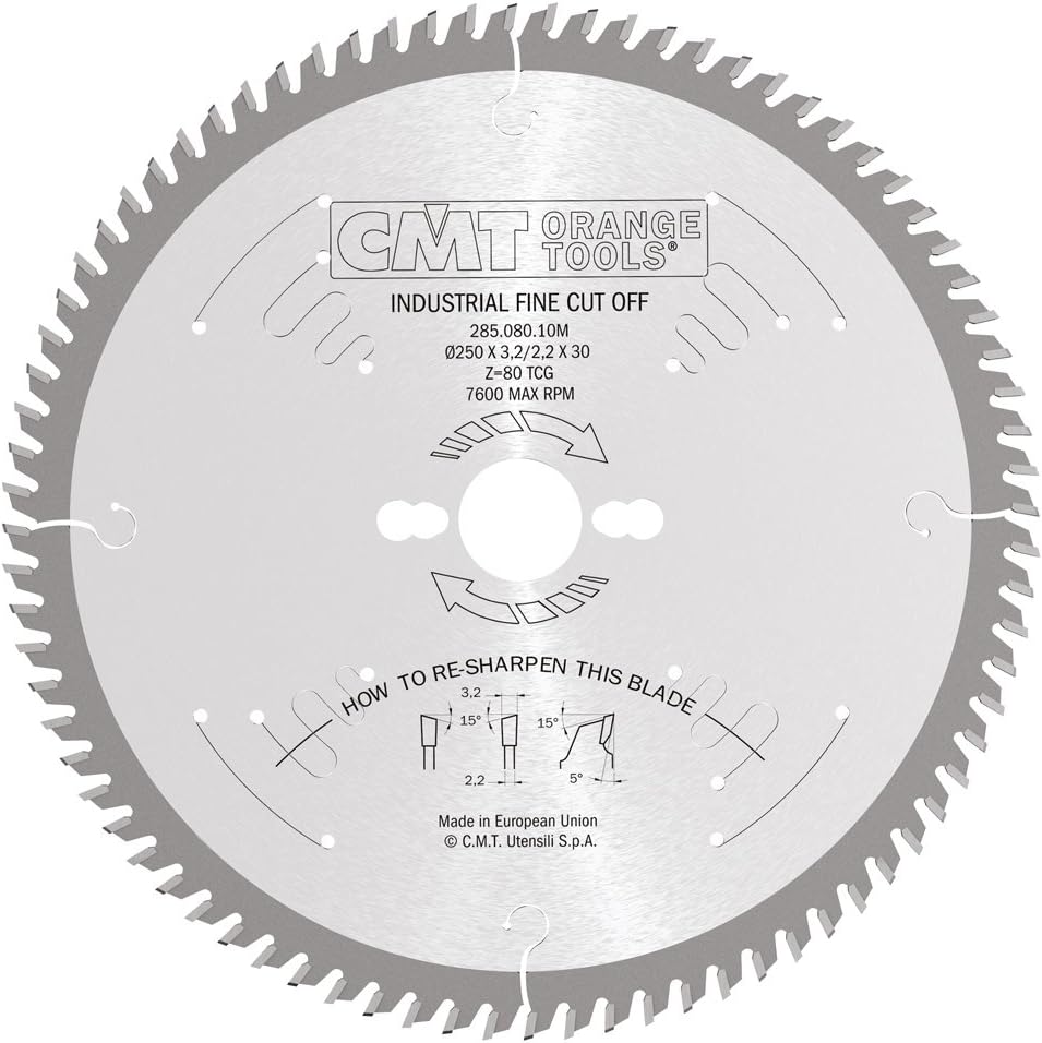 CMT 285.080.10M - Lama circolare per taglio di precisione traverso vena D=250mm Z=80 - CSC Utensili