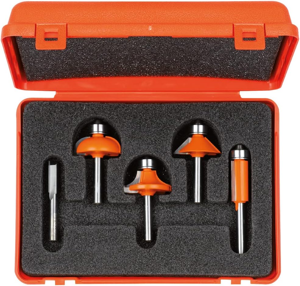 CMT 700.005.03 - Set 5 frese diritte e profilate hw per legno gambo Ø6 mm - CSC Utensili