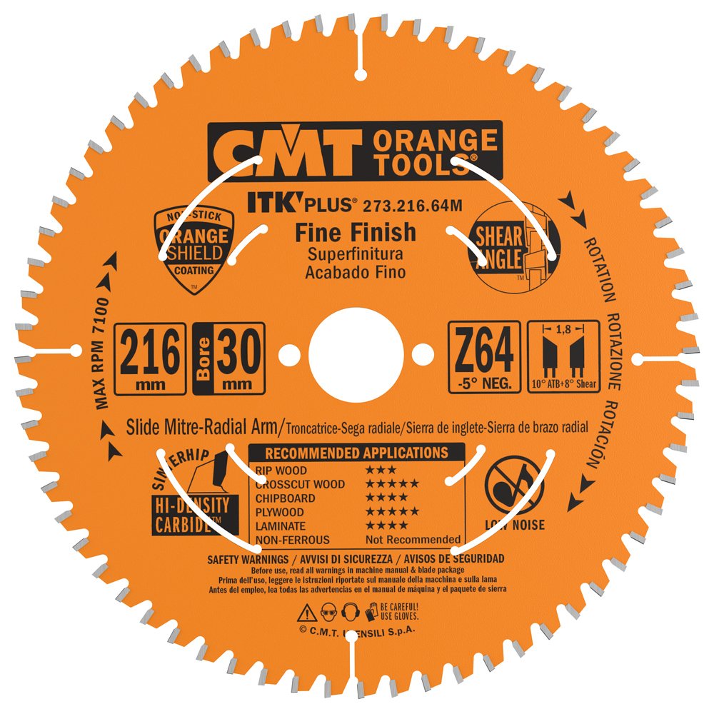 CMT 273.216.64M - Lama sega Circolare Itk-Plus D=216mm Z=64 per Taglio di Precisione - CSC Utensili
