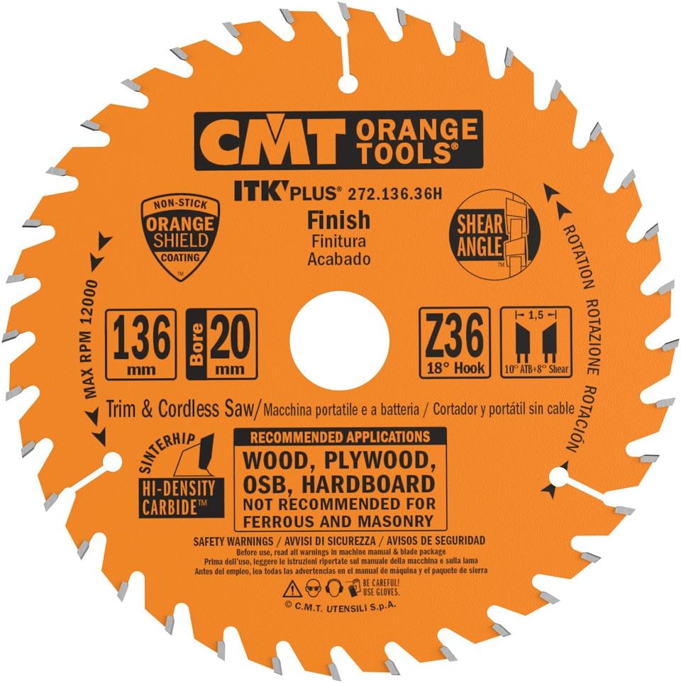 CMT 272.136.36H - Lama sega circolare a spessore sottile D=136mm Z=36 per taglio traverso vena - CSC Utensili