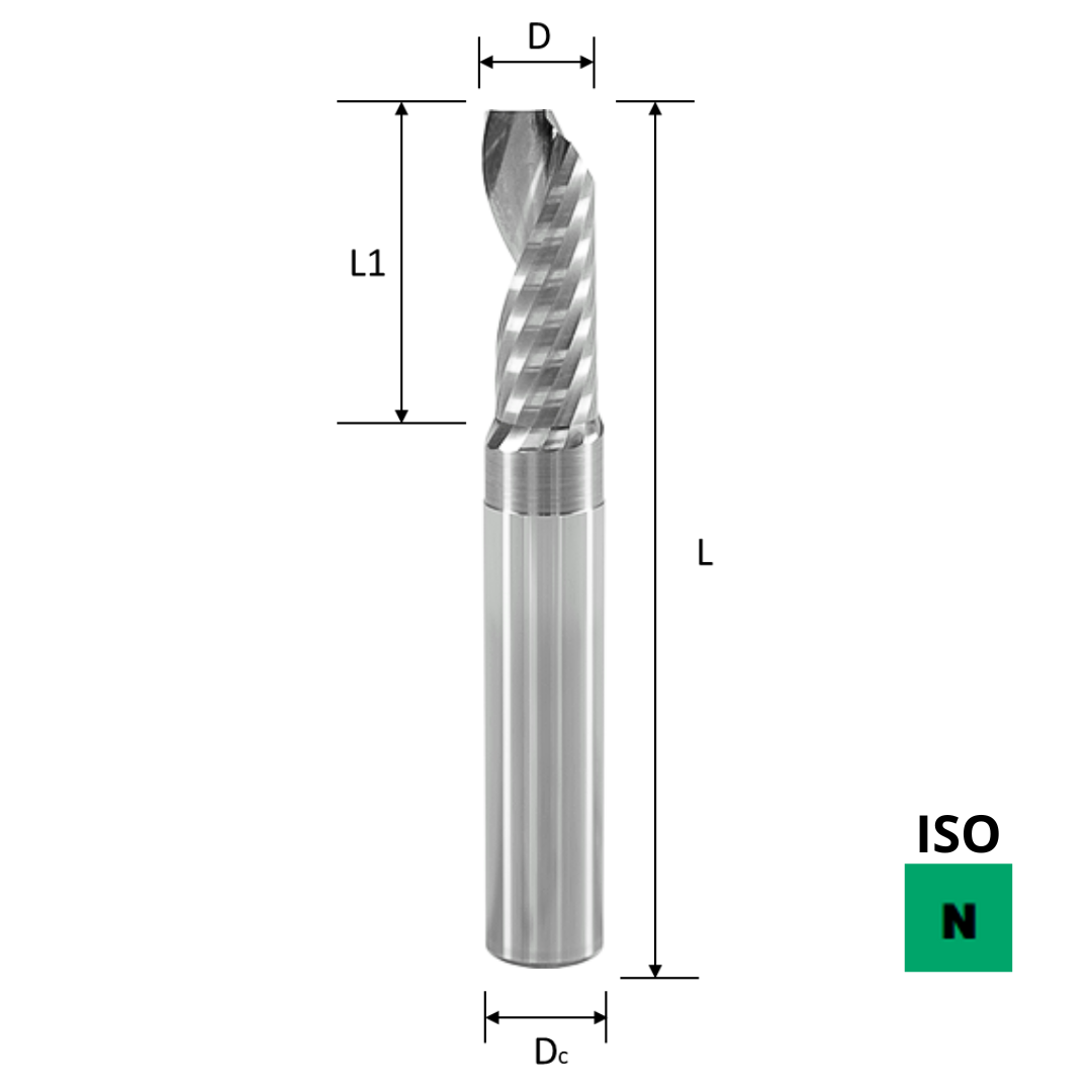 Fresa Z=1 HM per alluminio e plastiche ad elica destra, diametri da Ø3 a Ø12mm - CSC Utensili
