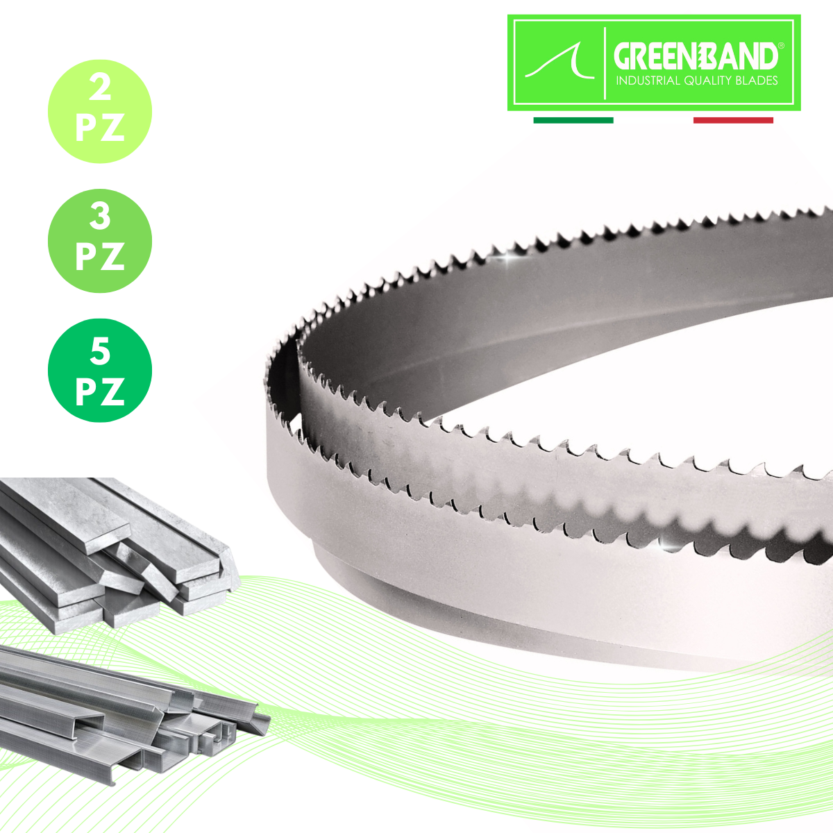 Set di Lame per Sega a nastro 2925x27x0.90mm taglio metalli: acciaio, ferro, alluminio | GREENBAND - CSC Utensili