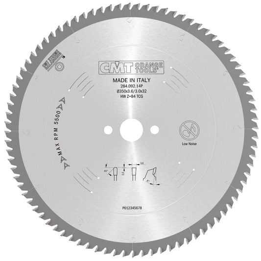 CMT 284.092.14P - Lama circolare per materiali non ferrosi, plastici e laminati D=350mm Z=84 - CSC Utensili