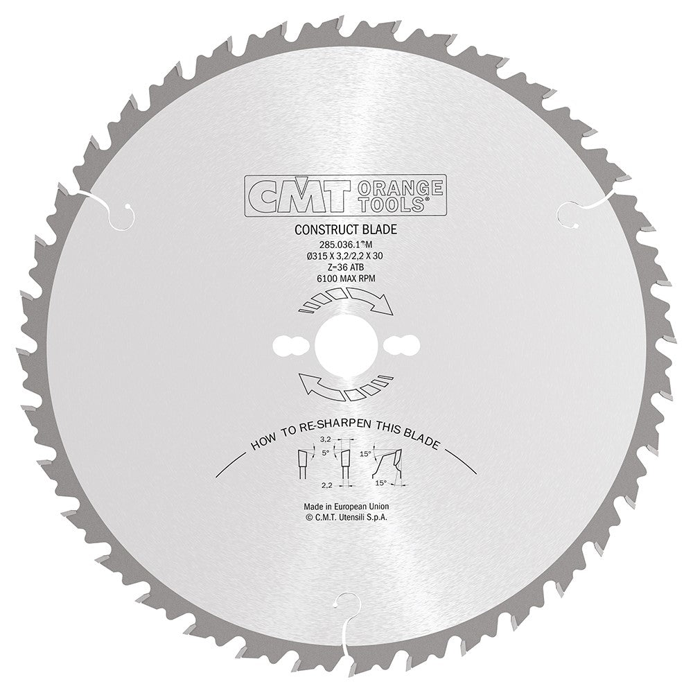 CMT 285.036.18M - Lama circolare con limitatore per taglio lungo vena D=450mm Z=36 - CSC Utensili