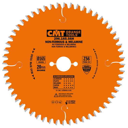 CMT 296.165.56H - Lama circolare per materiali non ferrosi, plastici e laminati  D=165mm Z=56