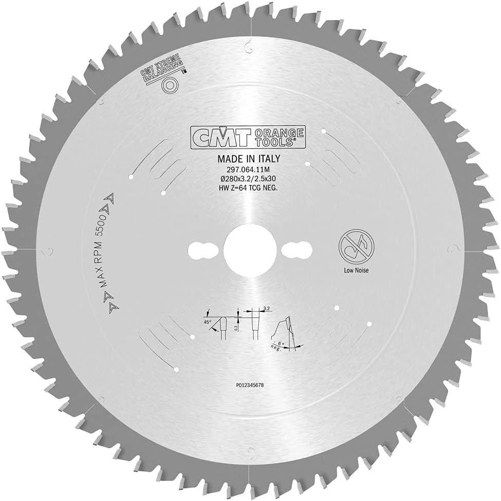 CMT 297.064.11M - Lama circolare per materiali non ferrosi, plastici e laminati D=280mm Z=64 - CSC Utensili