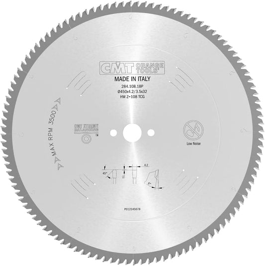CMT 284.108.18P - Lama circolare per materiali non ferrosi, plastici e laminati D=450mm Z=108 - CSC Utensili