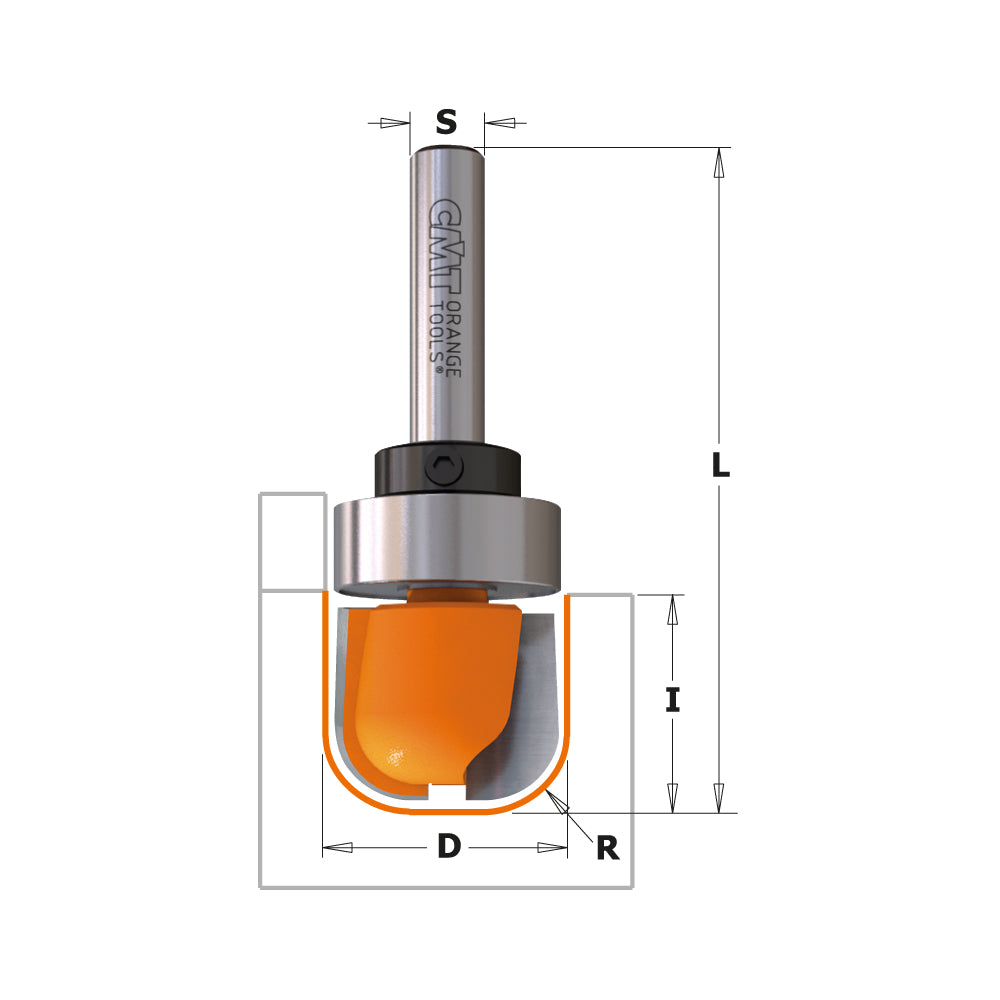 CMT 751.002.11B - Fresa per vasellame in legno D=19mm R=6,4mm s=6mm - CSC Utensili
