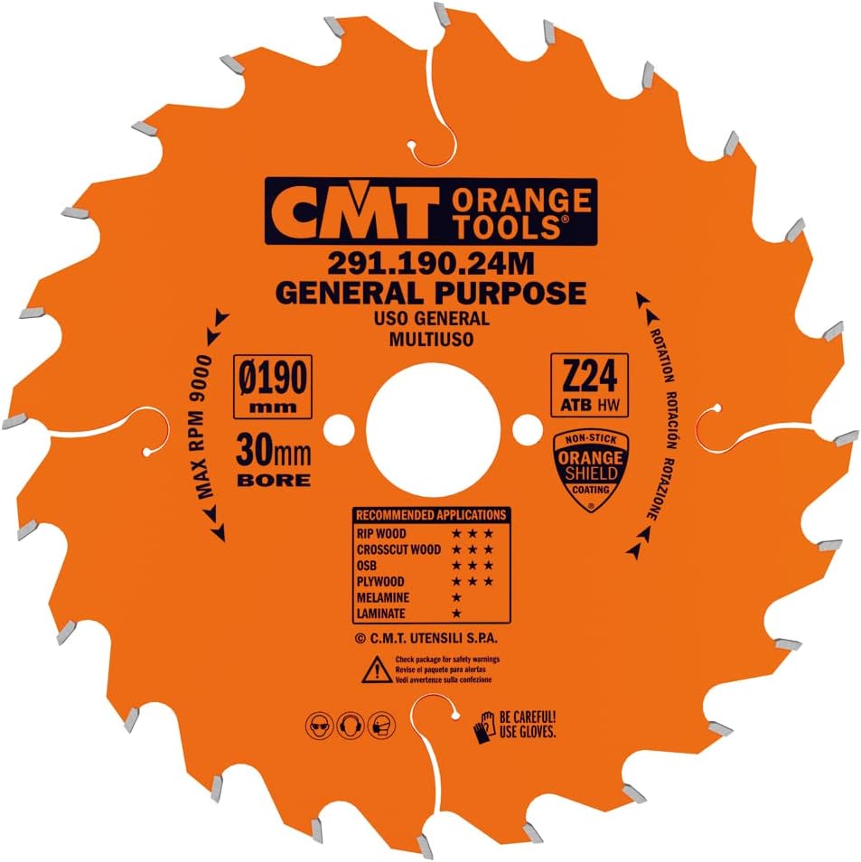 CMT 291.190.24M - Lama circolare per taglio lungo e traverso vena  D=190mm Z=24 - CSC Utensili