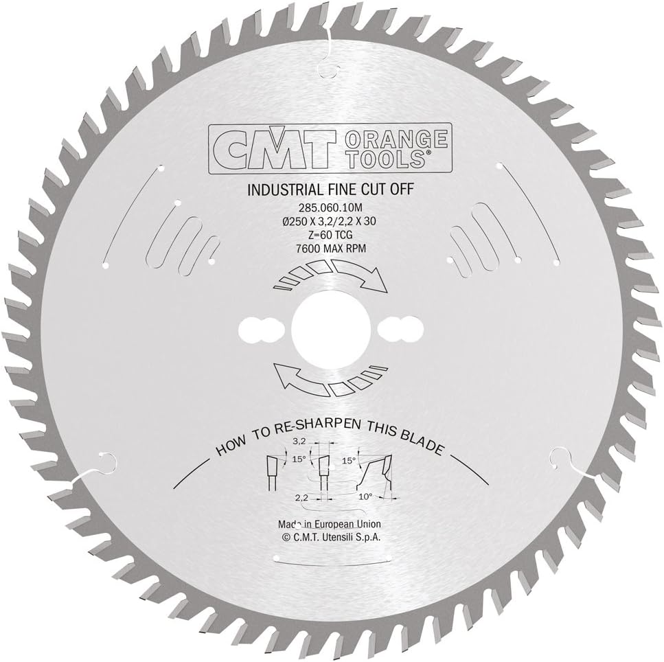 CMT 285.060.10M - Lama sega circolare D=250mm Z=60 per taglio traverso vena - CSC Utensili