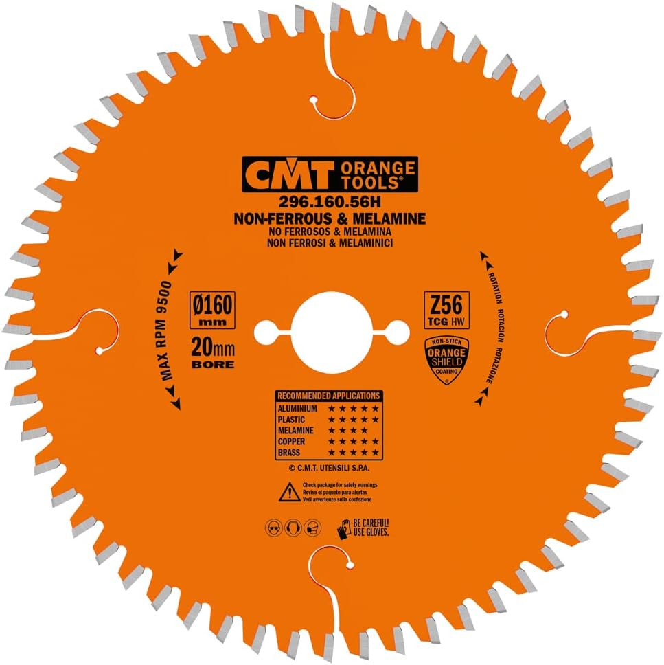CMT 296.160.56H - Lama circolare per materiali non ferrosi, plastici e laminati  D=160mm Z=56 - CSC Utensili