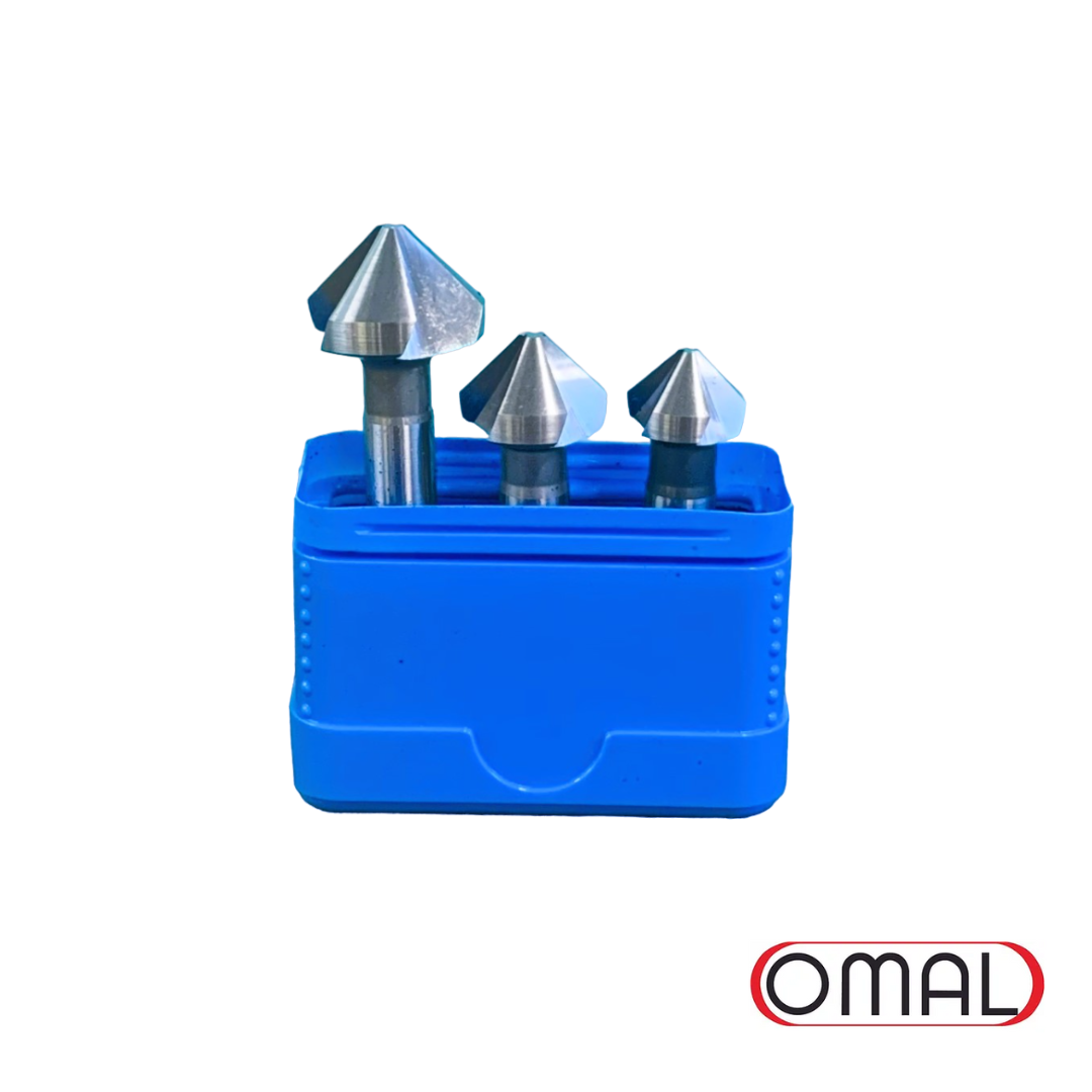 Set n°3 Svasatori a 3 tagli HSS DIN 335/C 90°, Ø16,5-Ø20,5-Ø25mm - Omal art. 034/2 - CSC Utensili