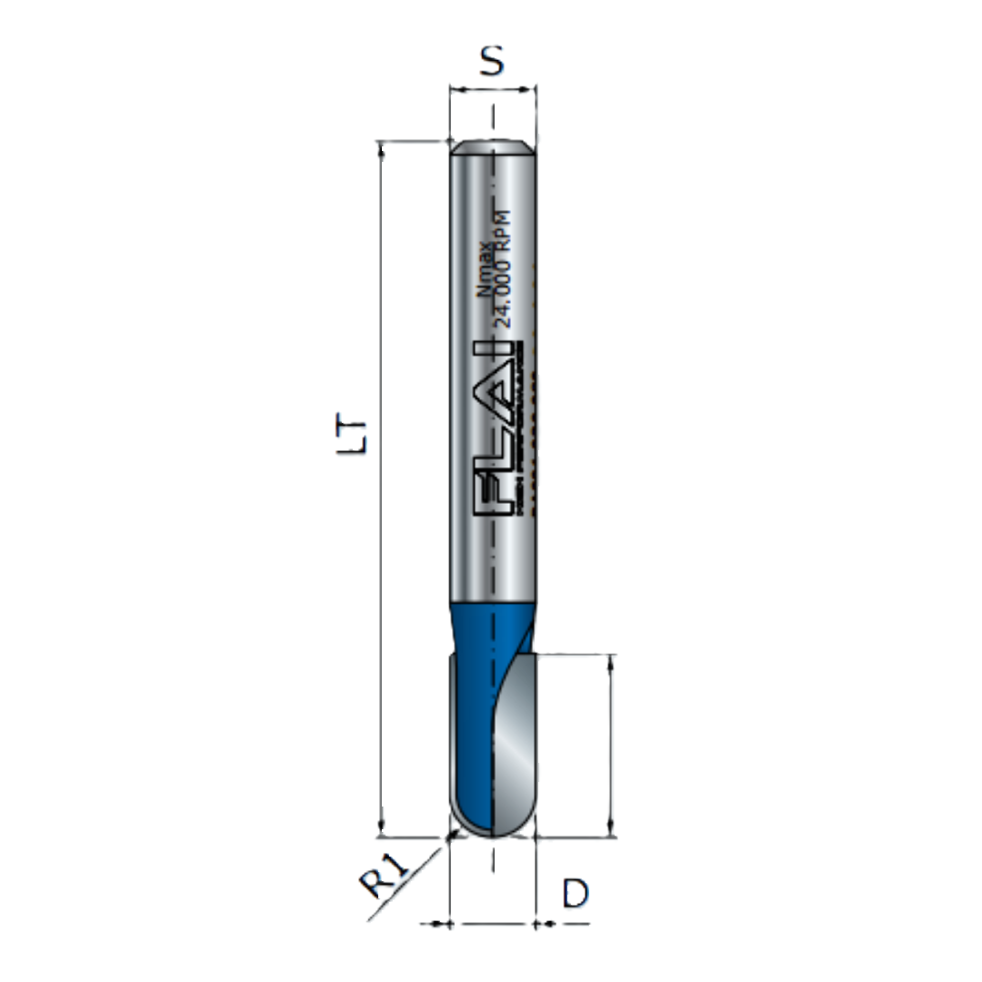 FLAI cod. PA007 095 064 - Fresa a raggio convesso D=9.52mm S=6mm - CSC Utensili